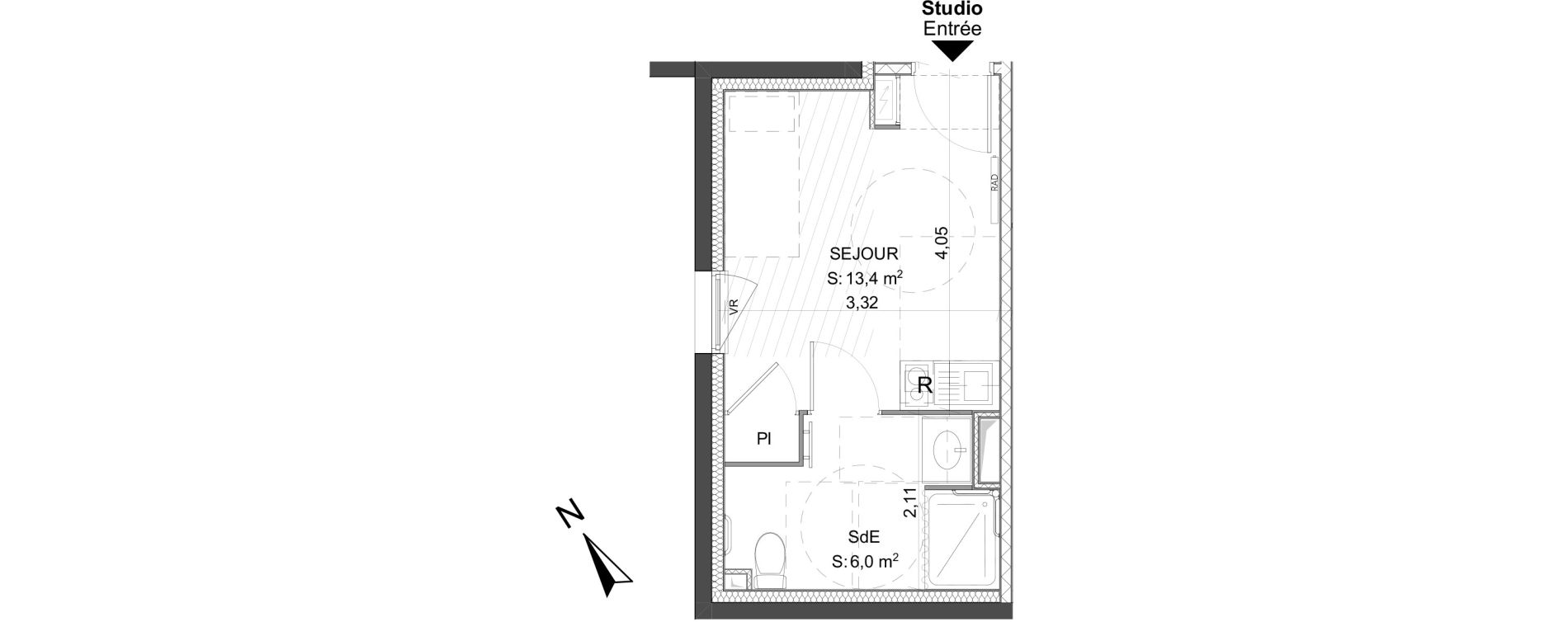 Appartement T1 de 19,40 m2 &agrave; Poitiers Le pont neuf