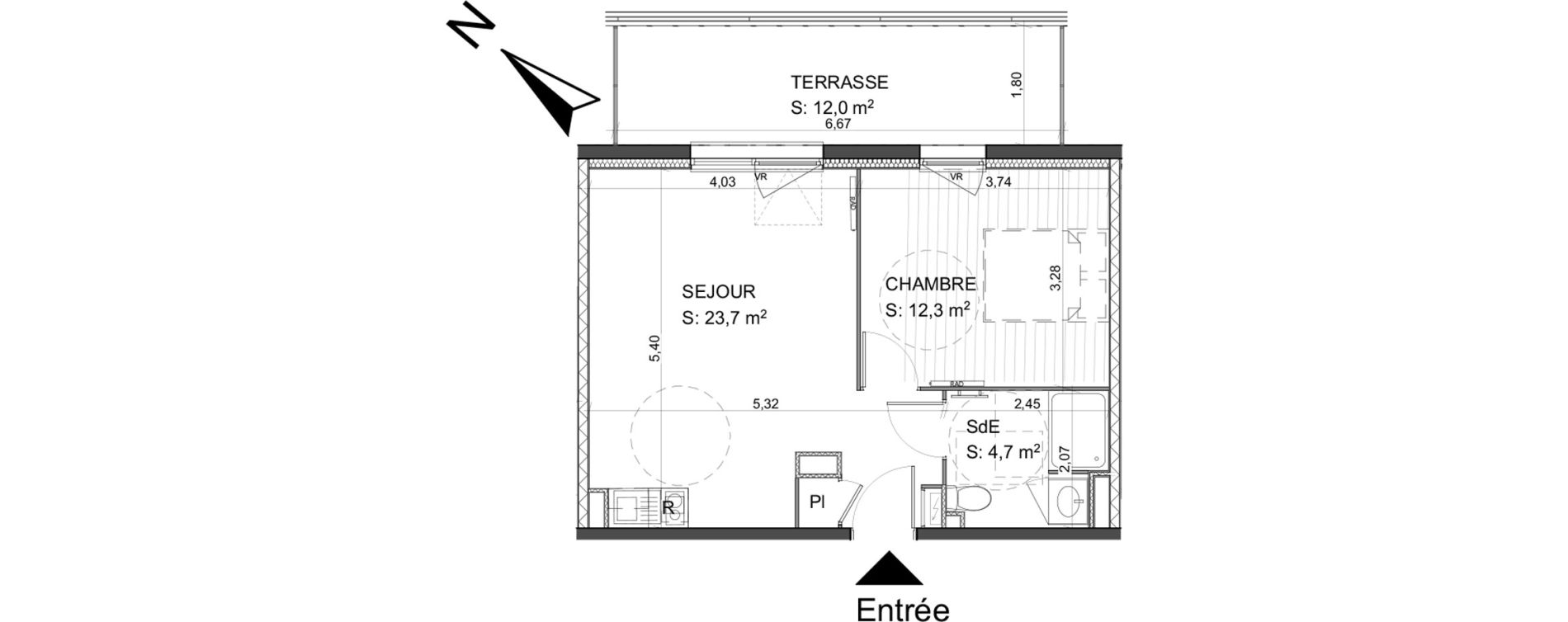 Appartement T2 de 40,70 m2 &agrave; Poitiers Le pont neuf