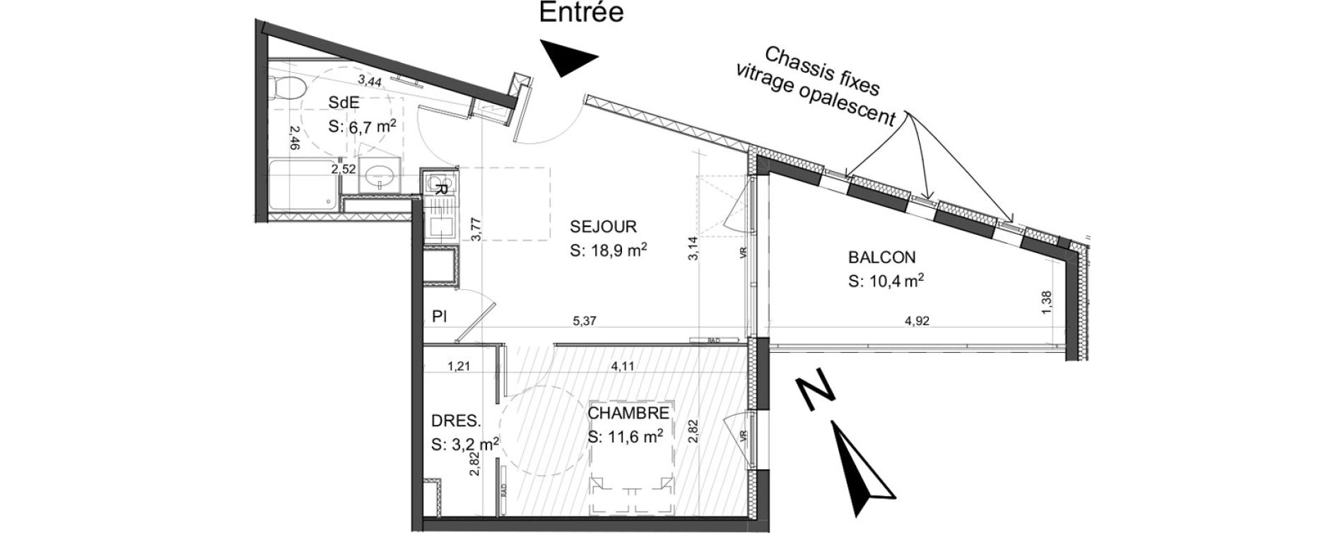 Appartement T2 de 40,40 m2 &agrave; Poitiers Le pont neuf