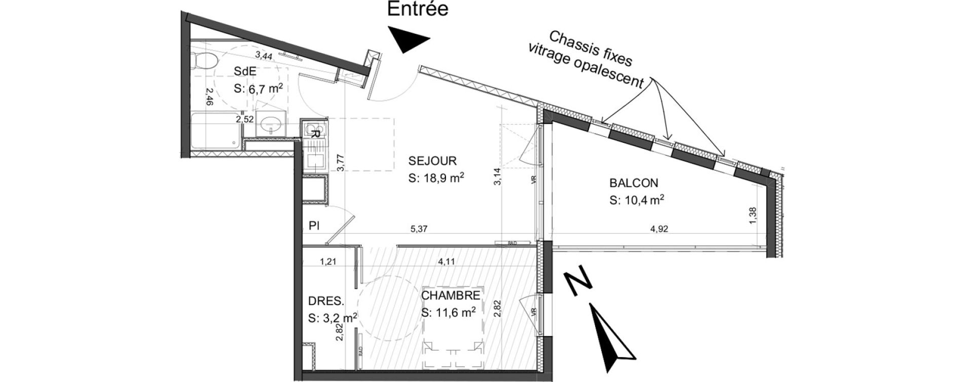 Appartement T2 de 40,40 m2 &agrave; Poitiers Le pont neuf