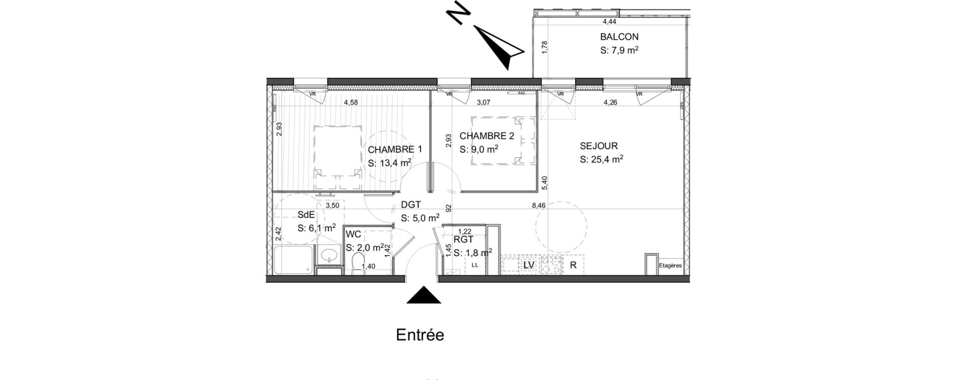 Appartement T3 de 62,70 m2 &agrave; Poitiers Le pont neuf