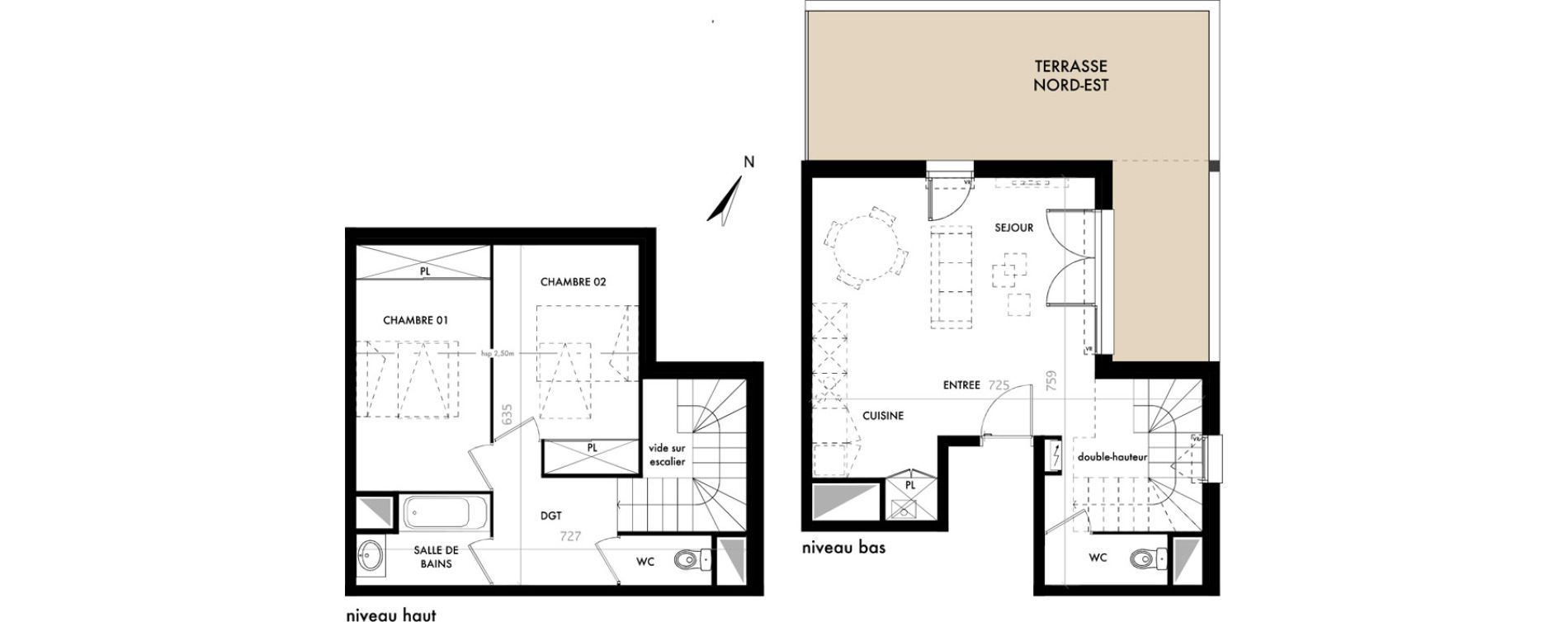 Duplex T3 de 67,34 m2 &agrave; Poitiers La demi-lune