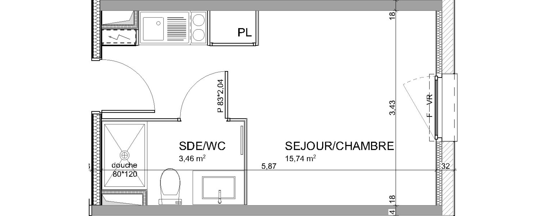 Appartement T1 de 19,20 m2 &agrave; Poitiers Poitiers beaulieu