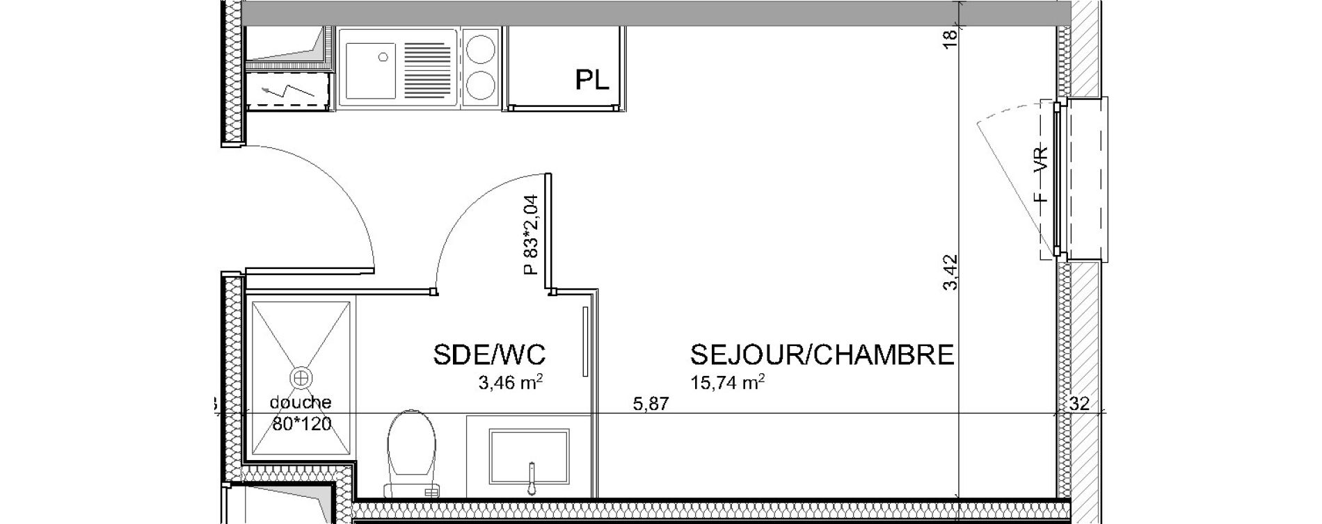 Appartement T1 de 19,20 m2 &agrave; Poitiers Poitiers beaulieu