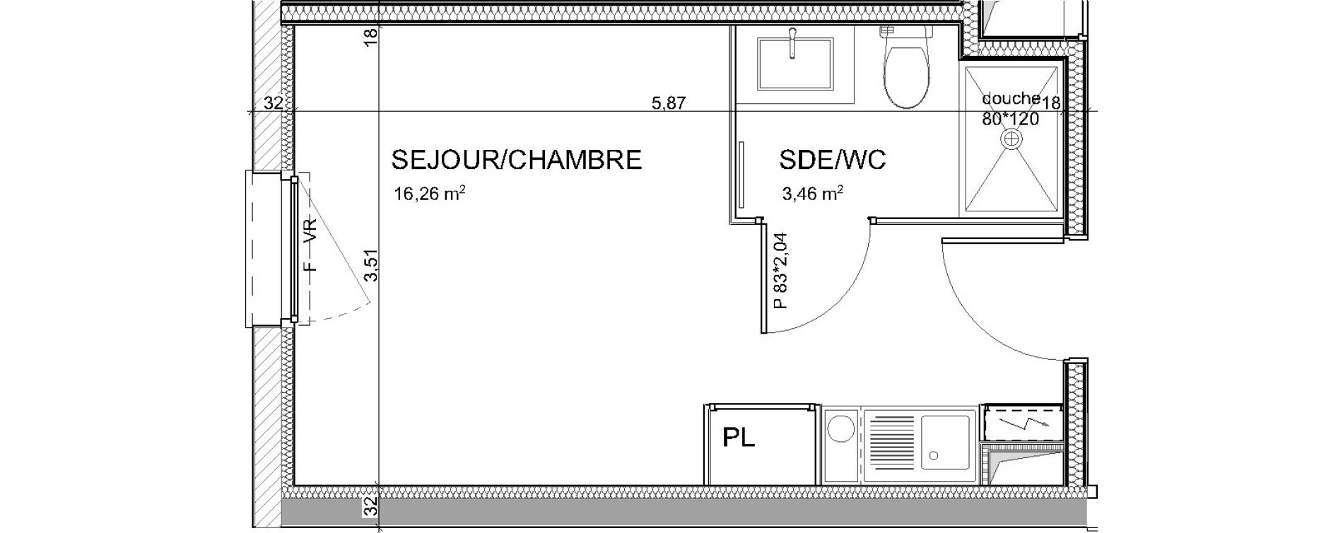 Appartement T1 de 19,72 m2 &agrave; Poitiers Poitiers beaulieu