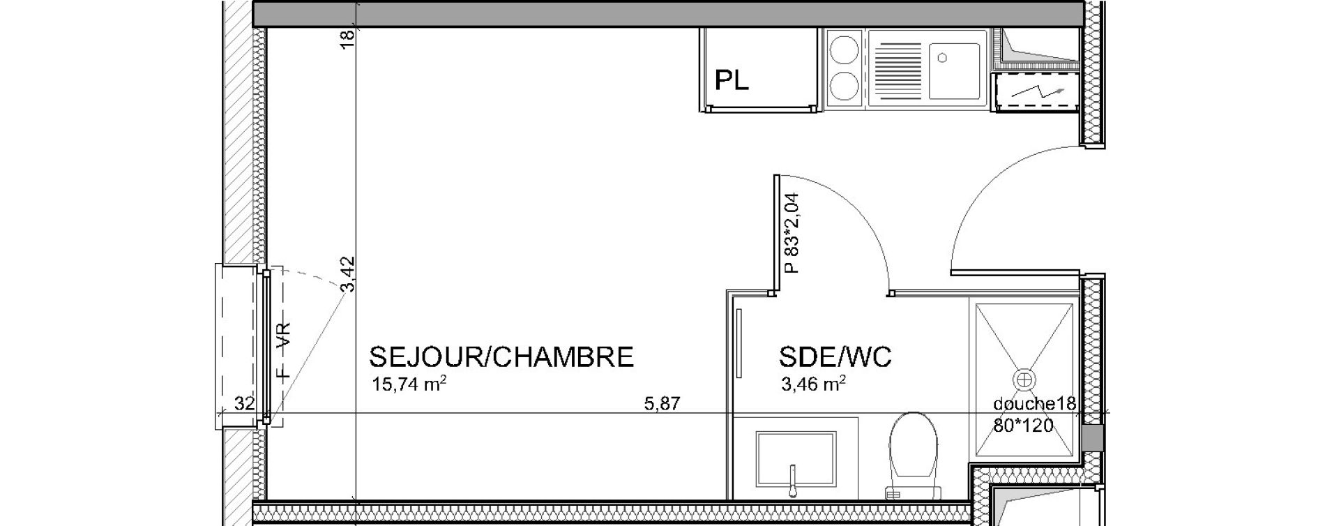 Appartement T1 de 19,20 m2 &agrave; Poitiers Poitiers beaulieu