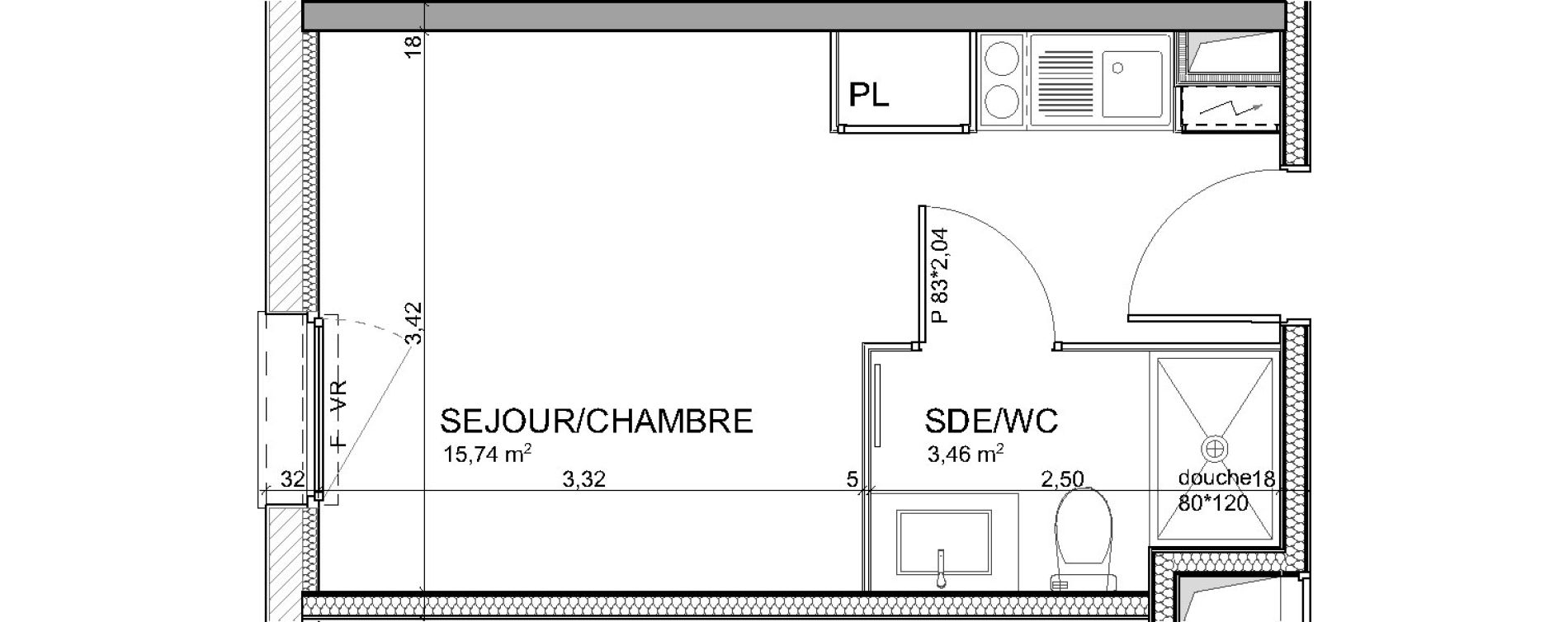 Appartement T1 de 19,20 m2 &agrave; Poitiers Poitiers beaulieu