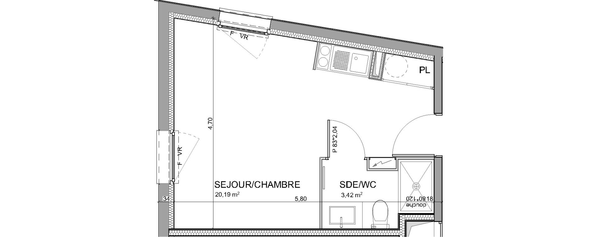 Appartement T1 de 23,61 m2 &agrave; Poitiers Poitiers beaulieu