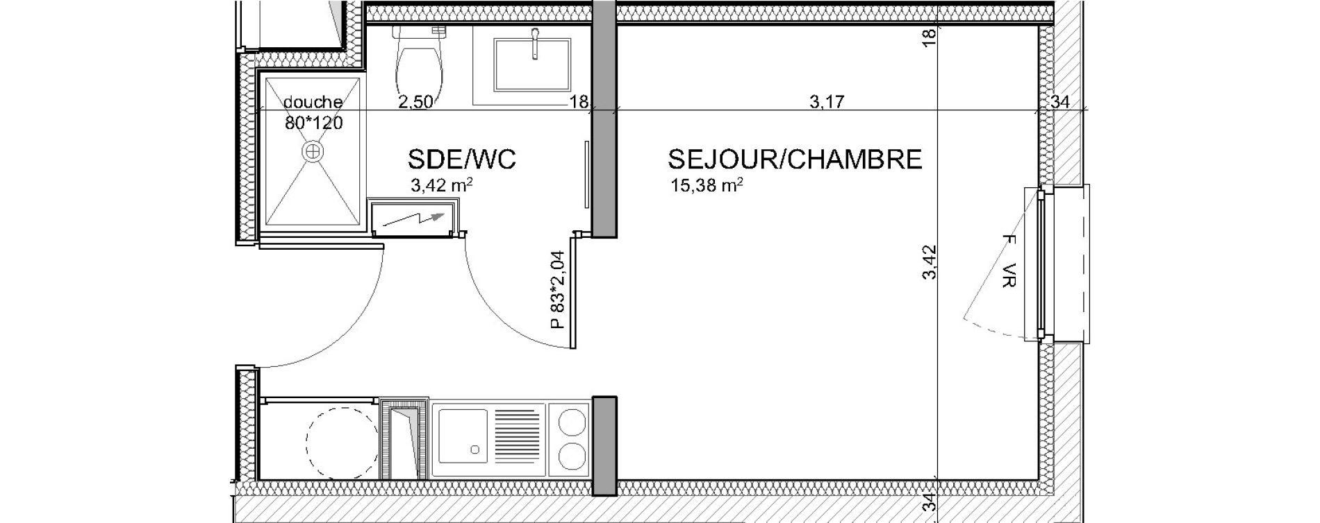 Appartement T1 de 18,80 m2 &agrave; Poitiers Poitiers beaulieu