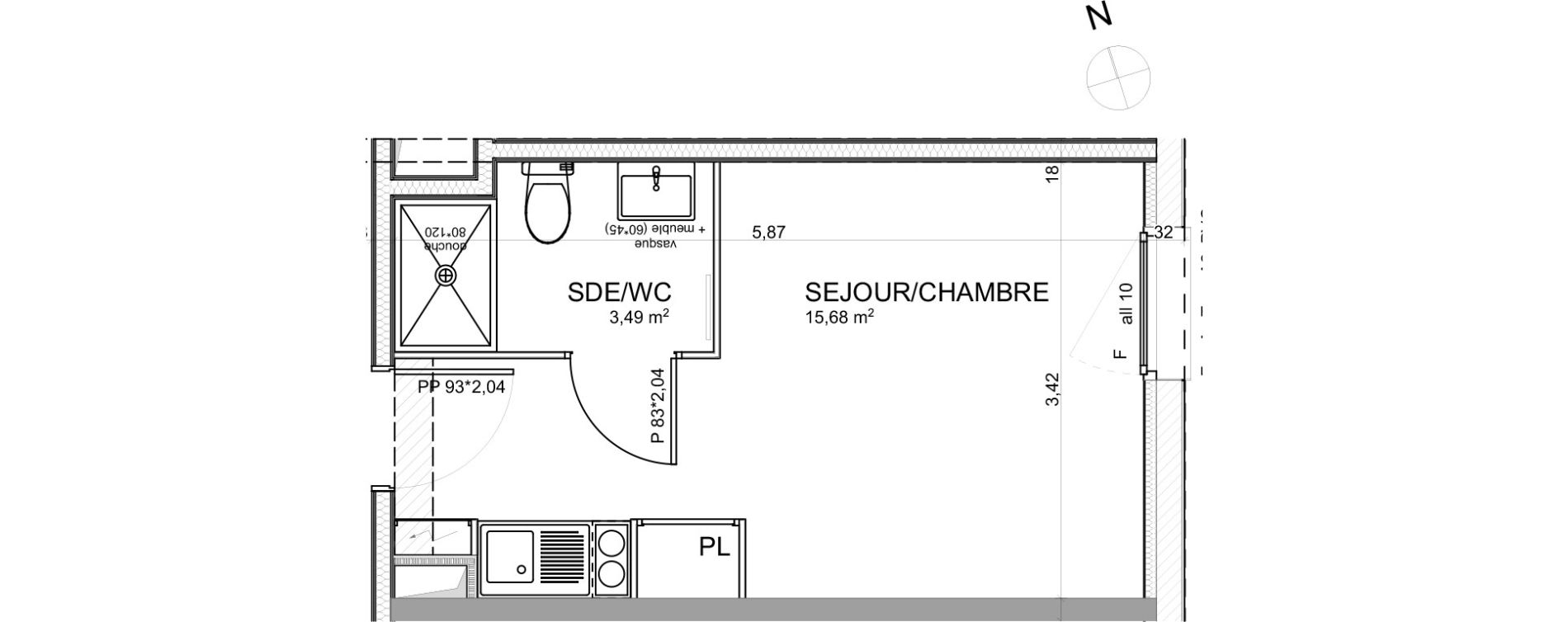 Appartement T1 de 19,17 m2 &agrave; Poitiers Poitiers beaulieu