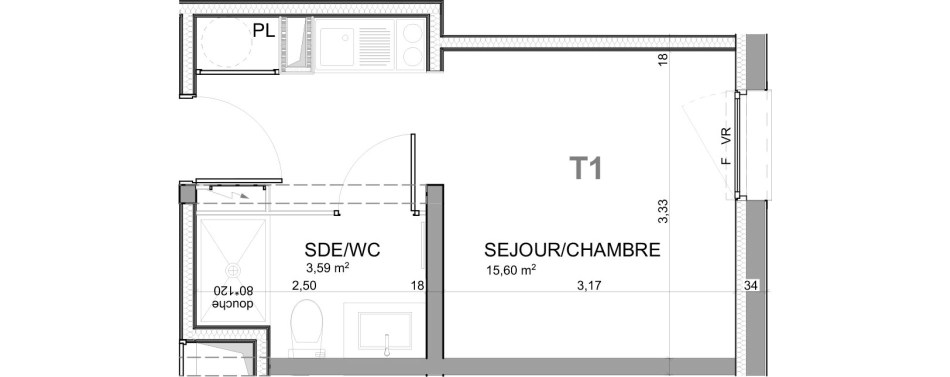 Appartement T1 de 19,19 m2 &agrave; Poitiers Poitiers beaulieu