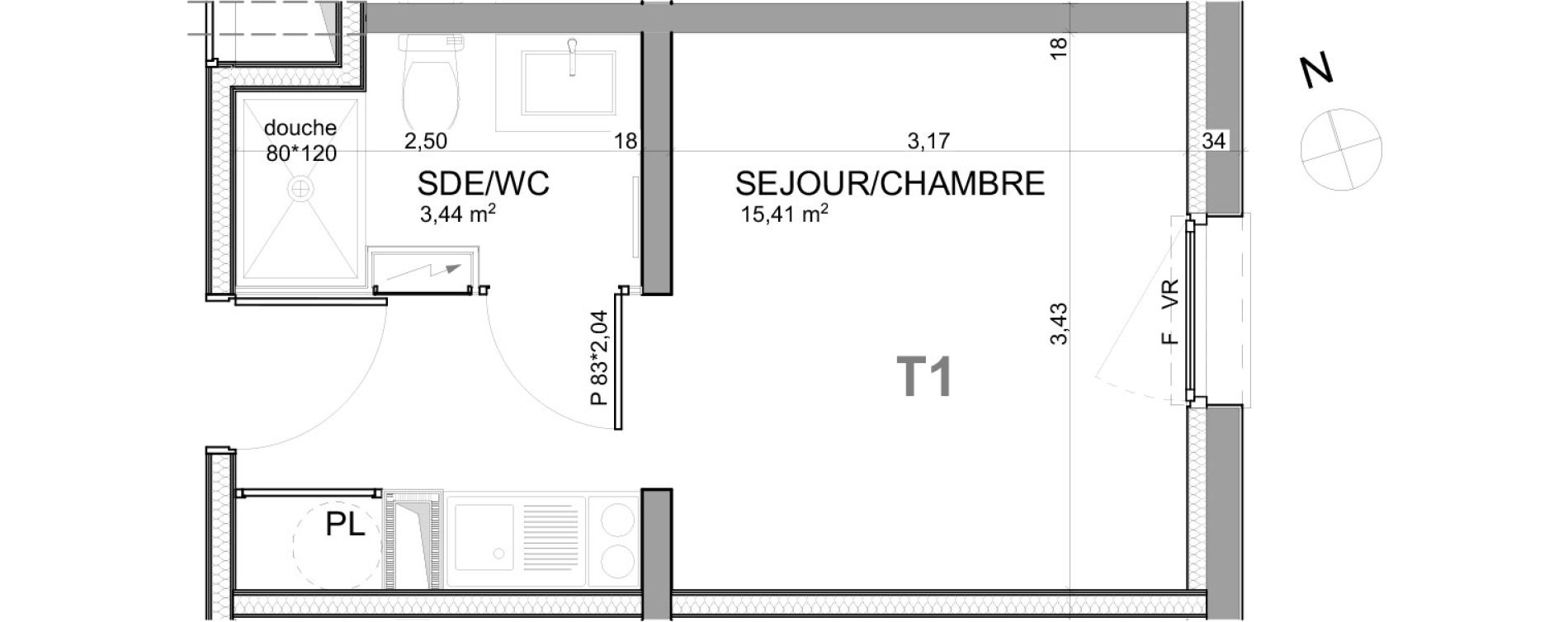 Appartement T1 de 18,85 m2 &agrave; Poitiers Poitiers beaulieu