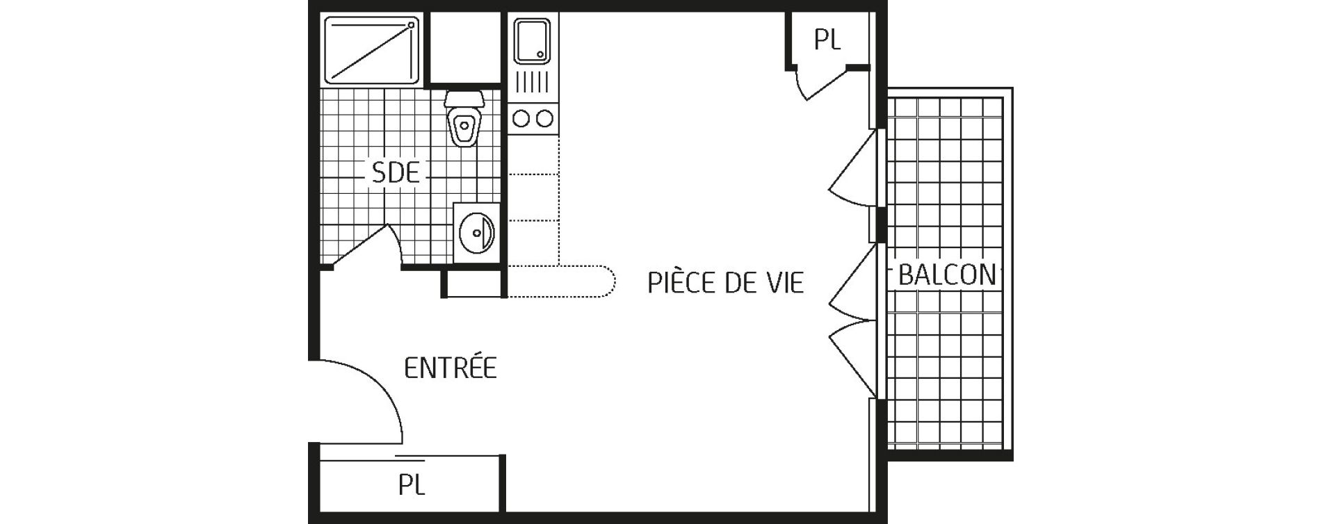 Appartement T1 bis de 33,11 m2 &agrave; Poitiers Touffenet