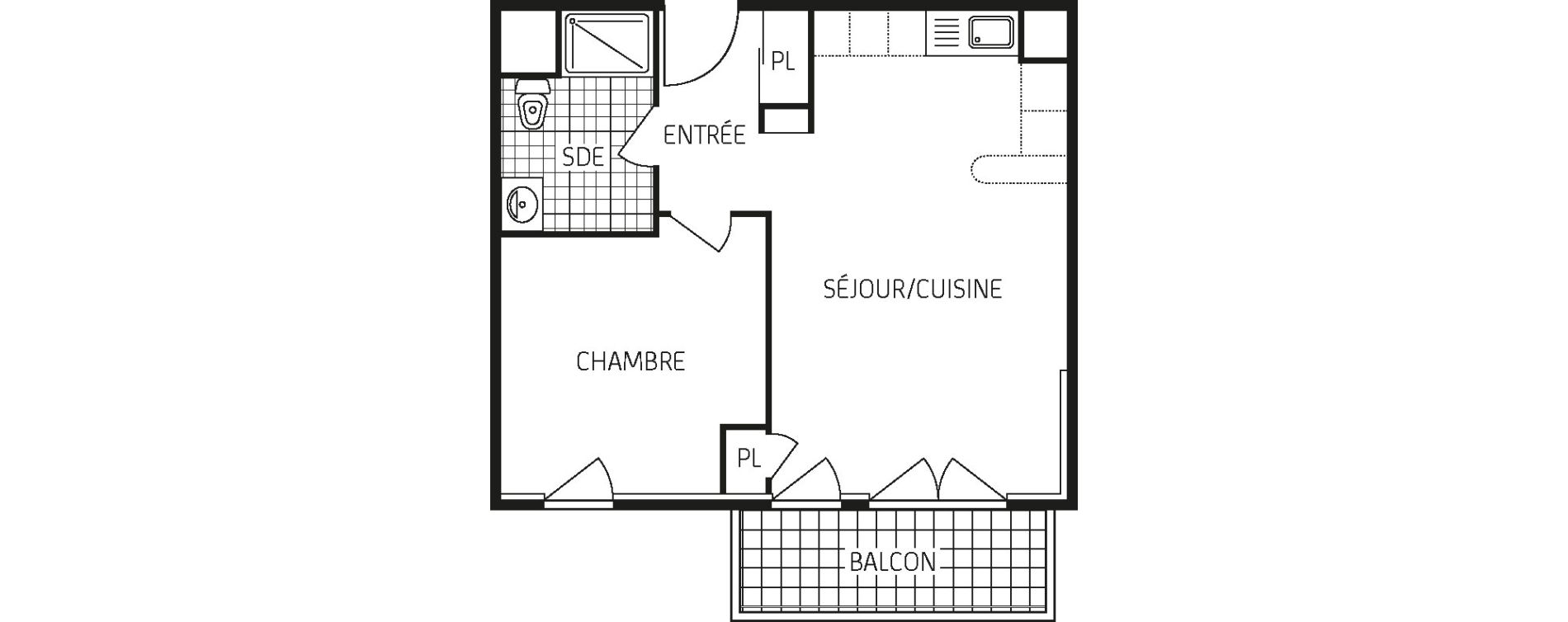 Appartement T2 de 42,36 m2 &agrave; Poitiers Touffenet