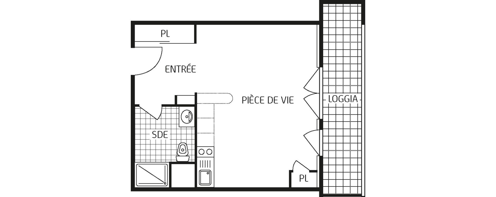Appartement T1 bis de 33,05 m2 &agrave; Poitiers Touffenet