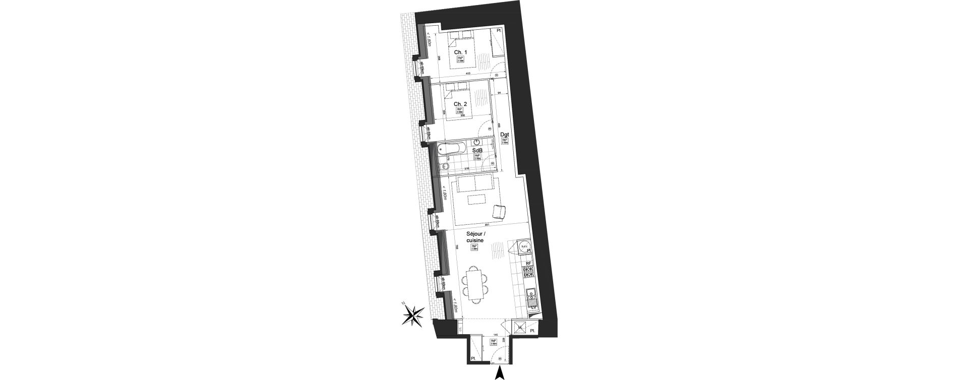 Appartement T3 de 70,60 m2 &agrave; Poitiers Les trois quartiers