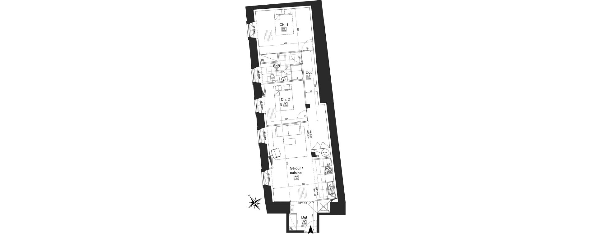 Appartement T3 de 69,35 m2 &agrave; Poitiers Les trois quartiers
