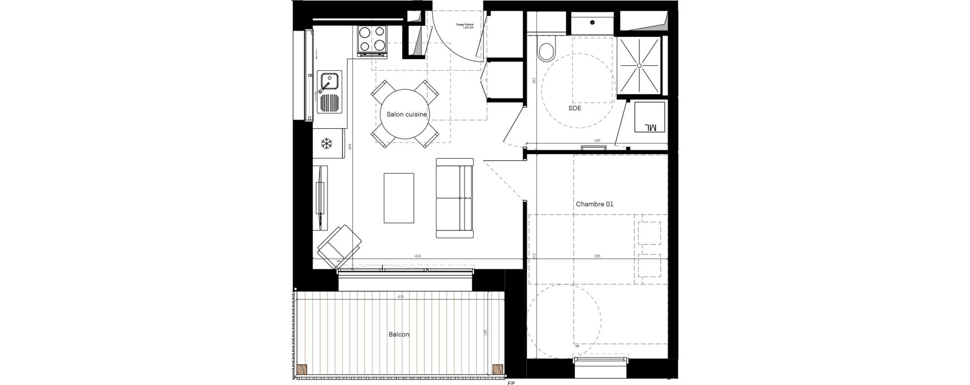 Appartement T2 de 40,03 m2 &agrave; Poitiers La gibauderie