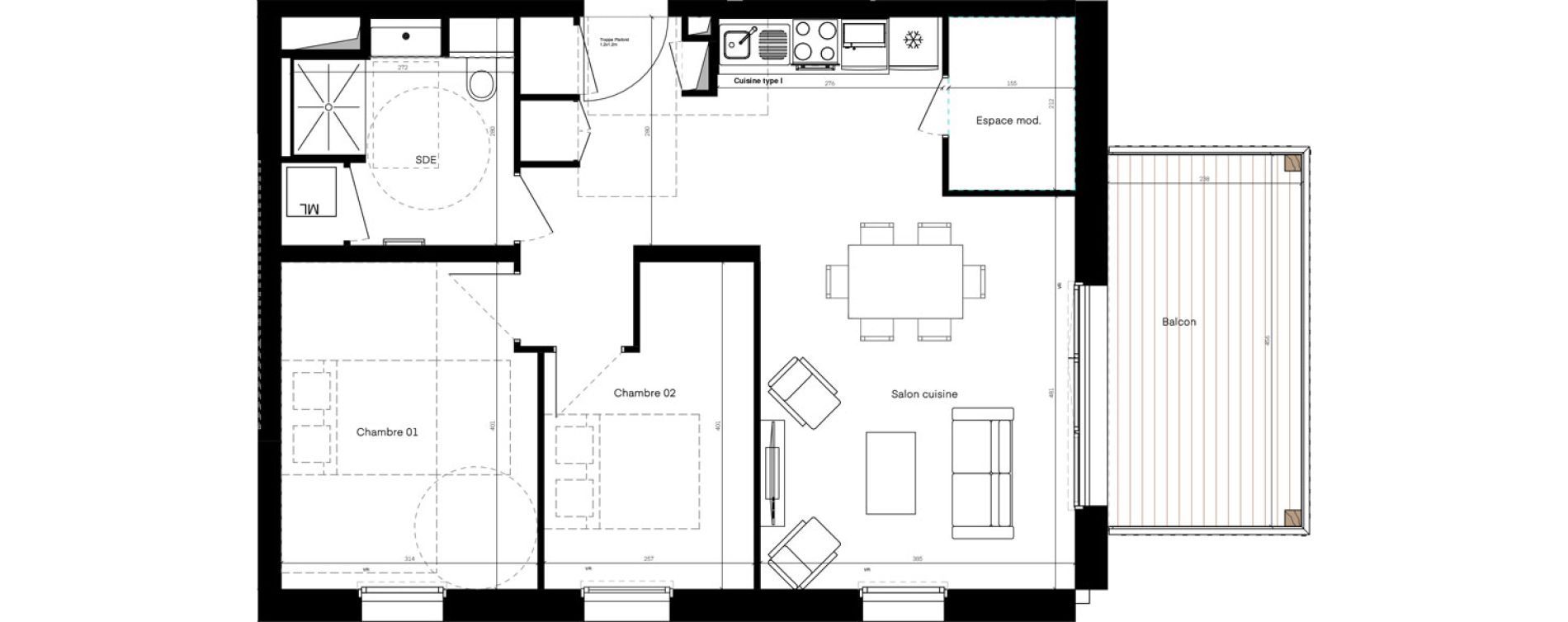 Appartement T3 de 64,40 m2 &agrave; Poitiers La gibauderie