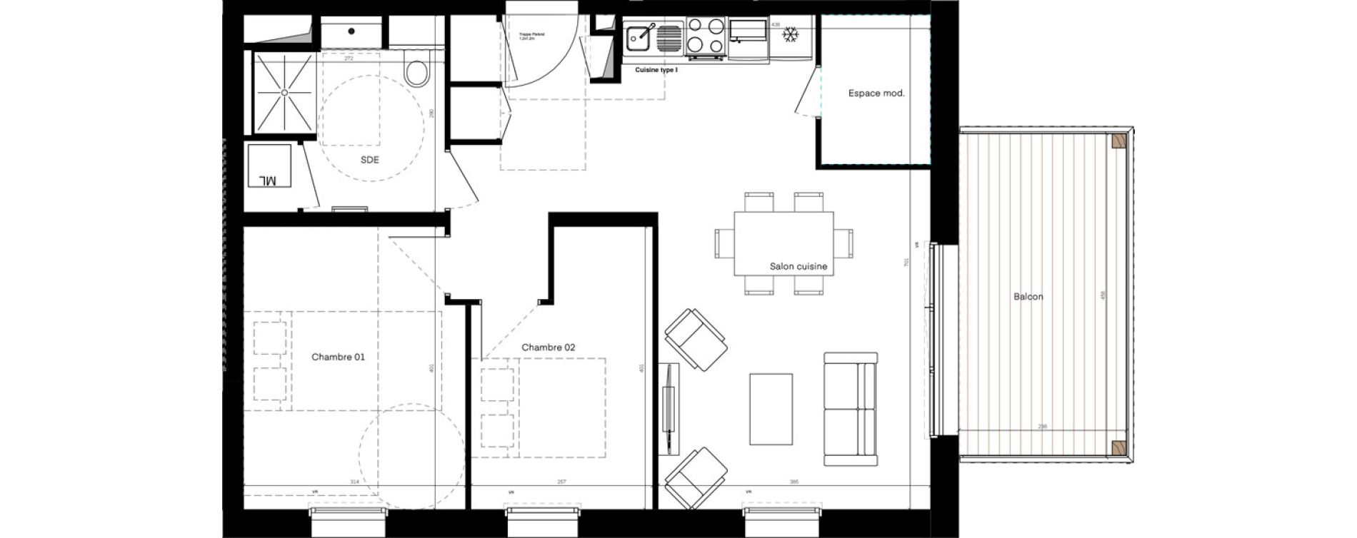 Appartement T3 de 64,39 m2 &agrave; Poitiers La gibauderie