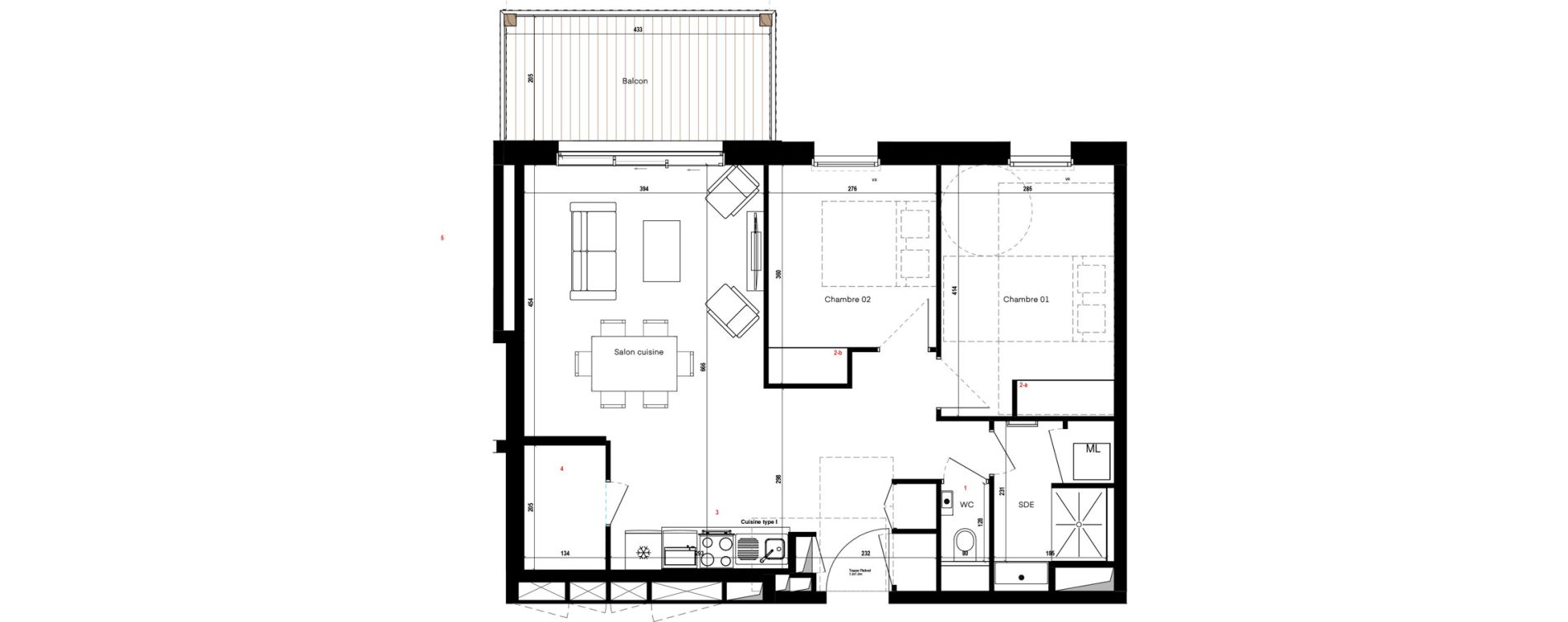 Appartement T3 de 60,66 m2 &agrave; Poitiers La gibauderie