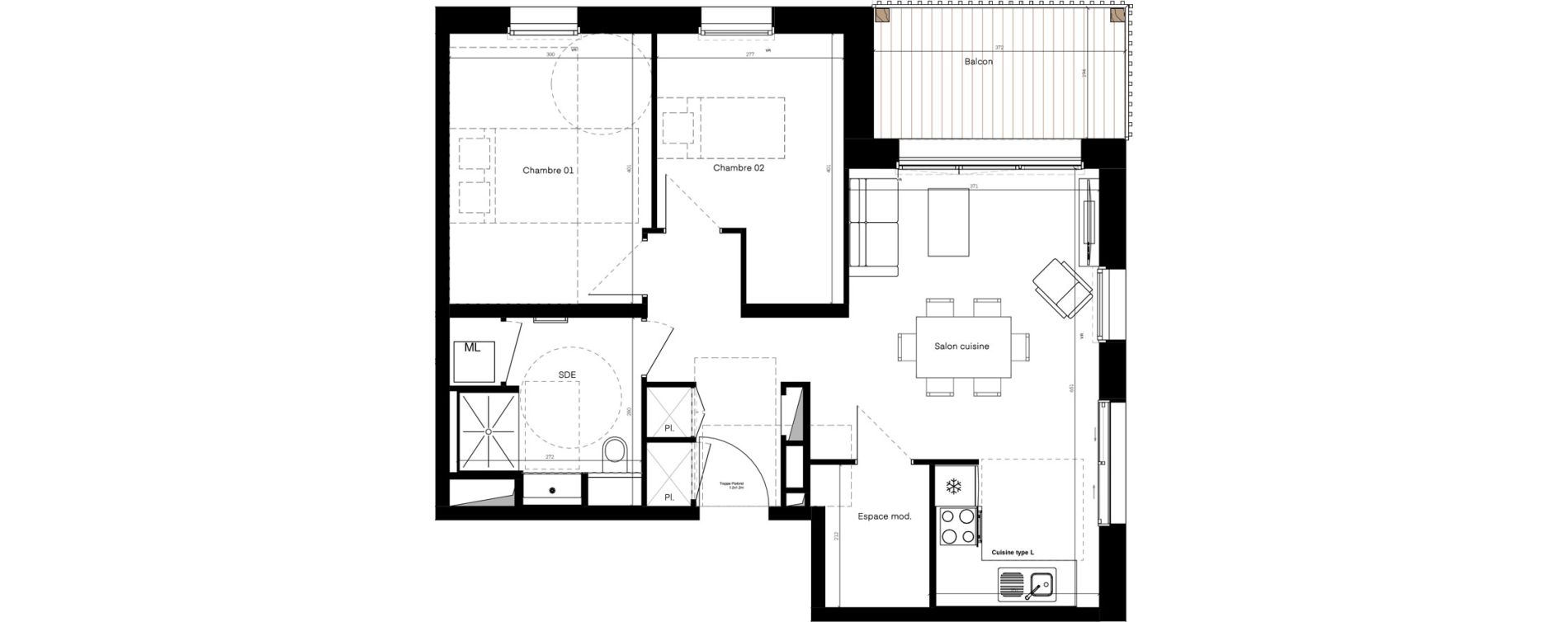 Appartement T3 de 61,88 m2 &agrave; Poitiers La gibauderie