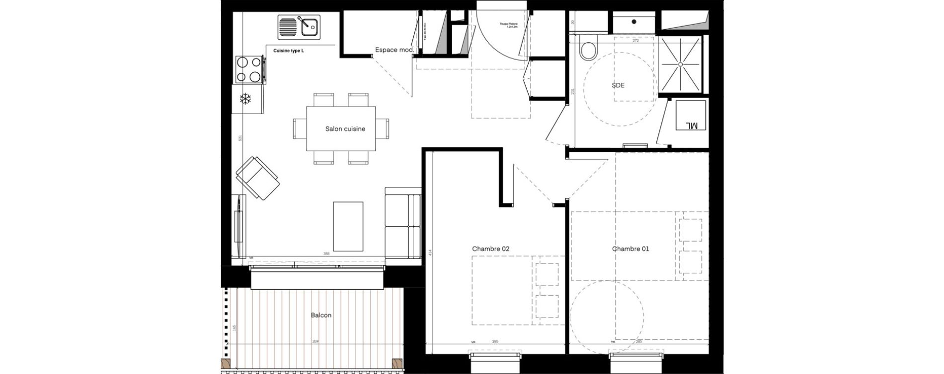 Appartement T3 de 57,71 m2 &agrave; Poitiers La gibauderie