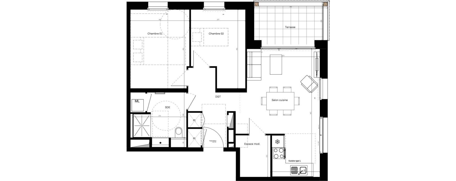 Appartement T3 de 61,86 m2 &agrave; Poitiers La gibauderie