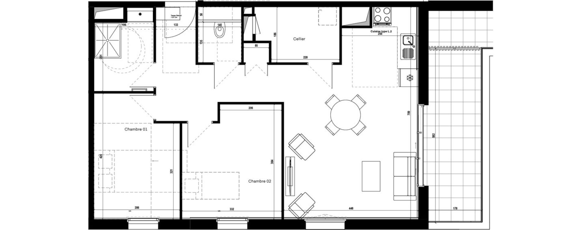 Appartement T3 de 70,64 m2 &agrave; Poitiers La gibauderie