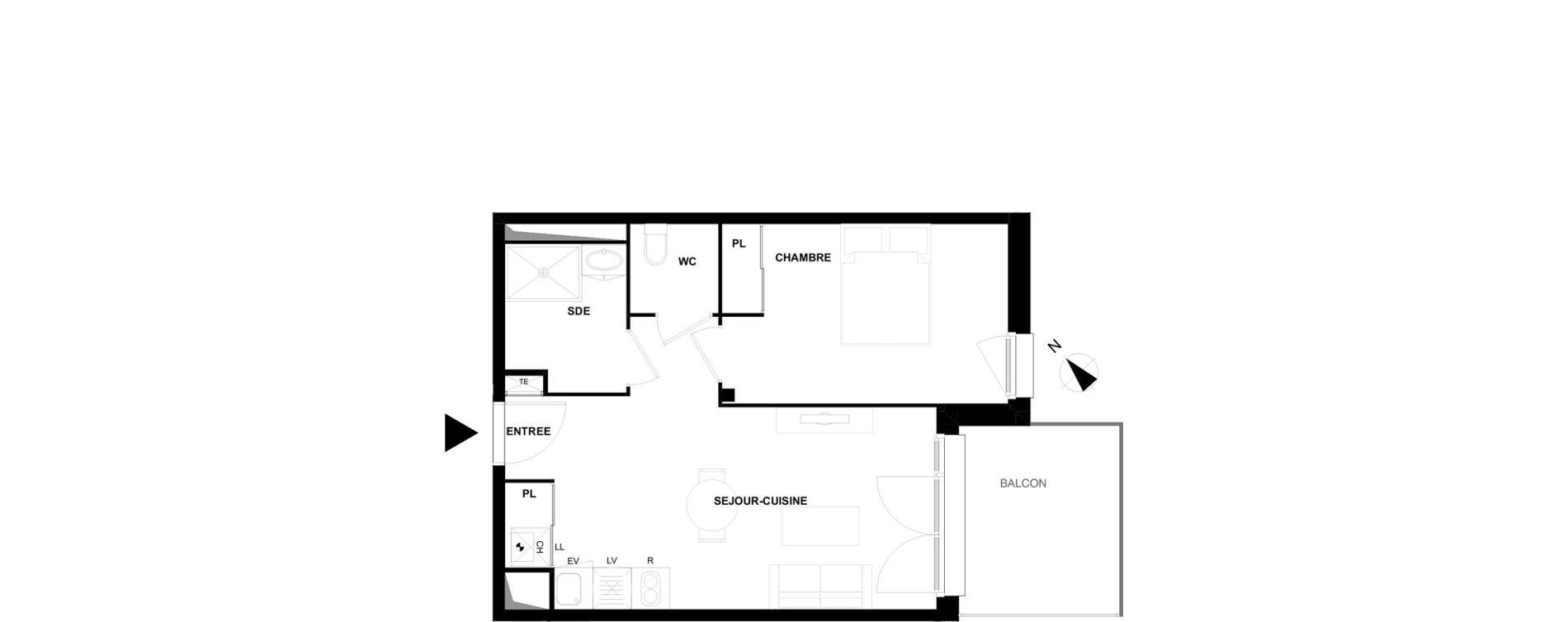 Appartement T2 de 41,25 m2 &agrave; Poitiers Saint eloi - breuil mingot