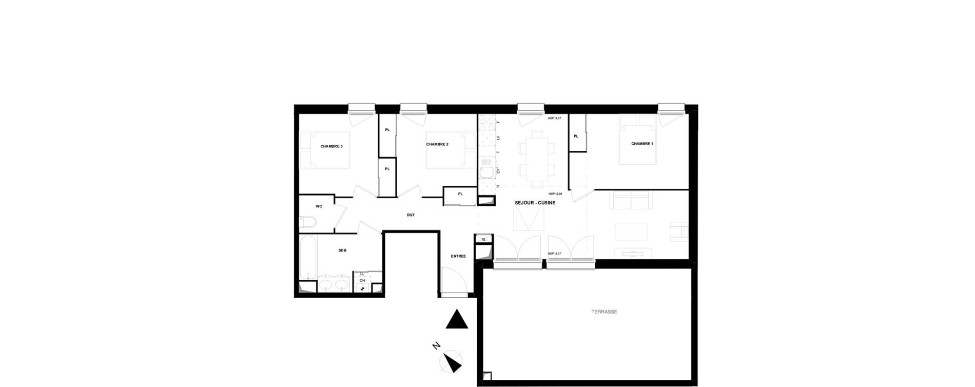 Appartement T4 de 78,70 m2 &agrave; Poitiers Saint eloi - breuil mingot