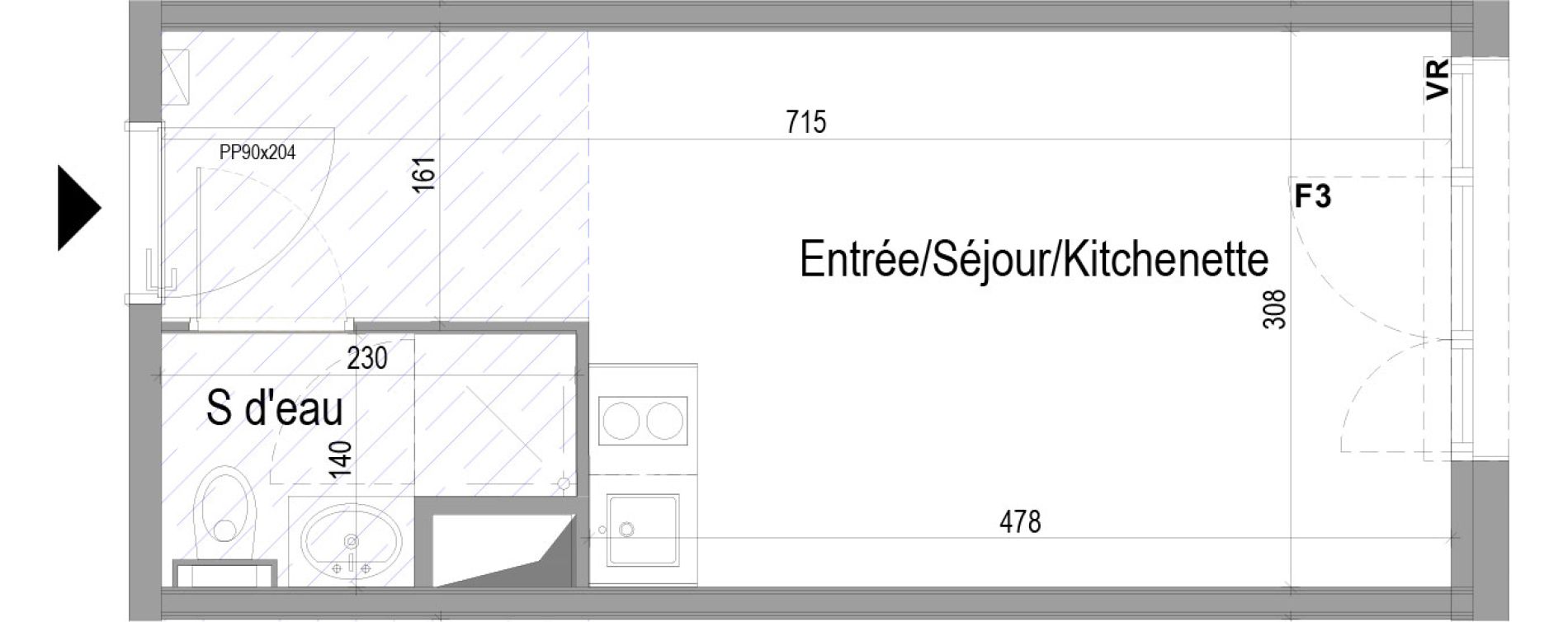 Appartement T1 meubl&eacute; de 21,22 m2 &agrave; Poitiers Saint eloi - breuil mingot