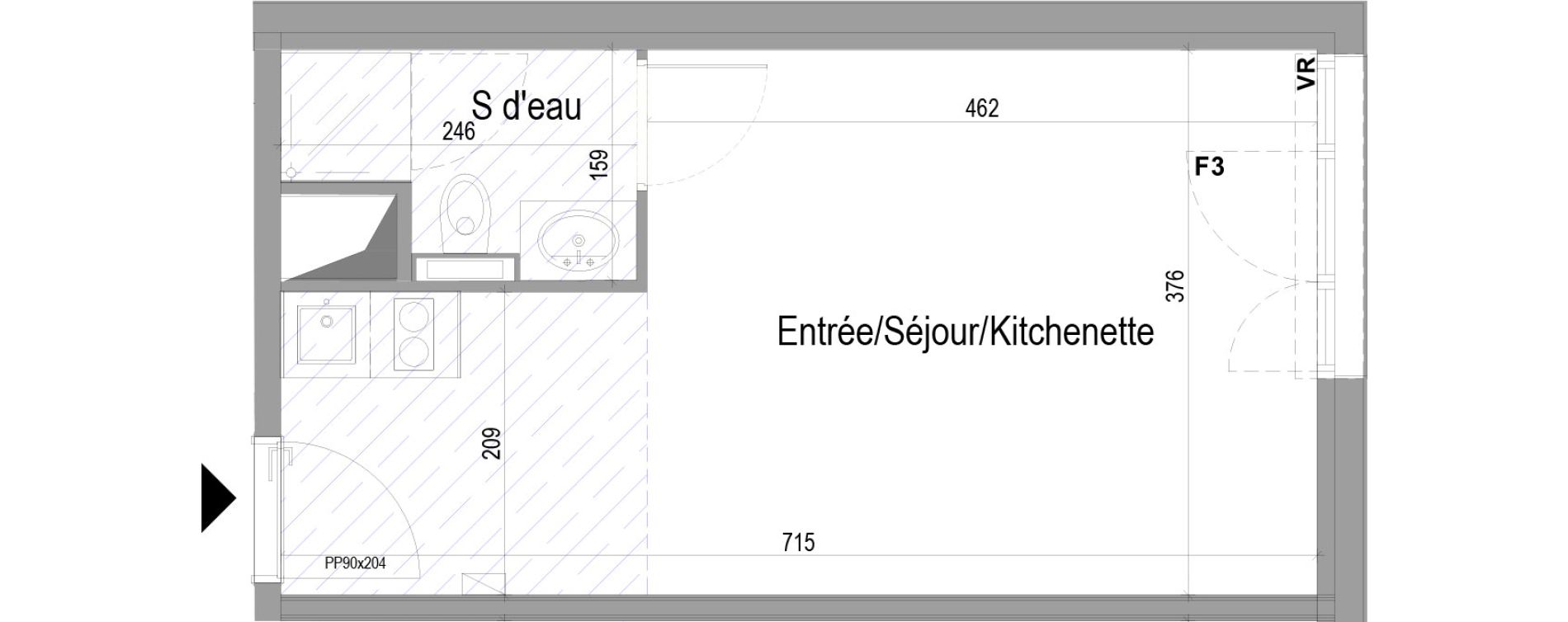 Appartement T1 meubl&eacute; de 25,83 m2 &agrave; Poitiers Saint eloi - breuil mingot