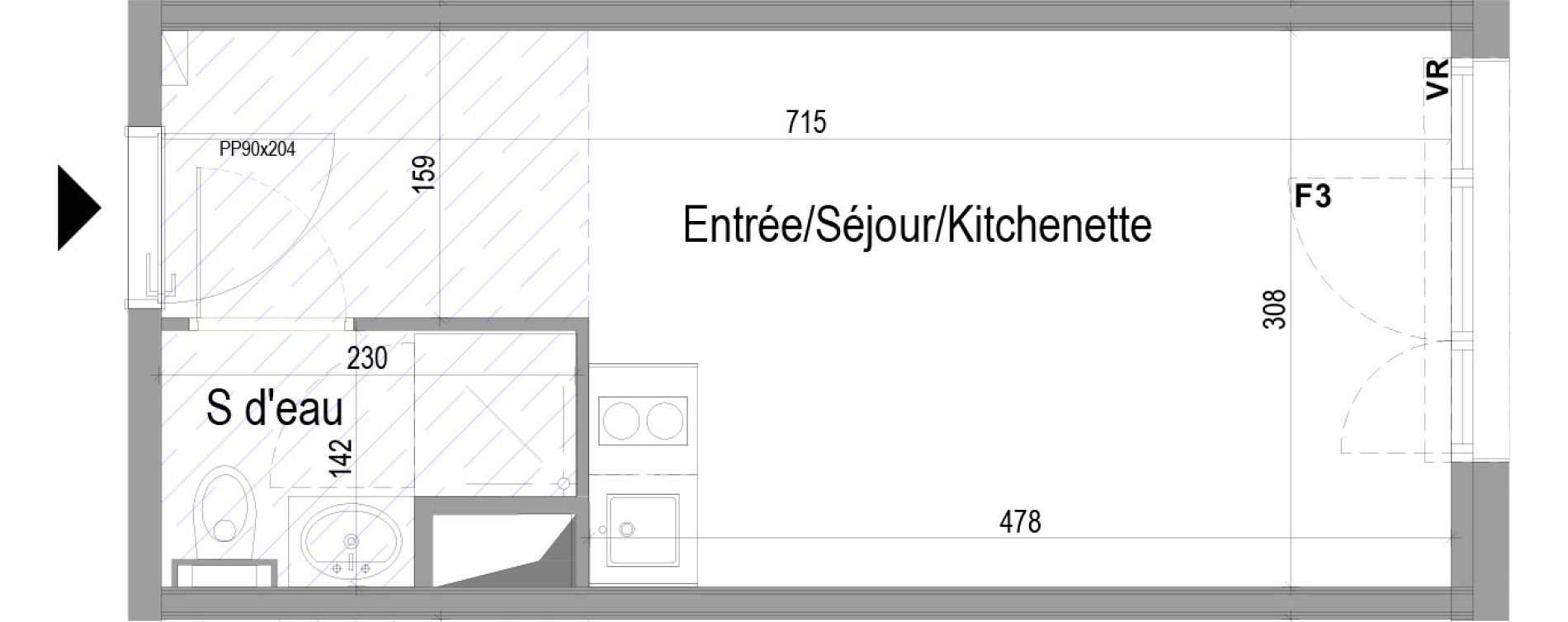 Appartement T1 meubl&eacute; de 21,22 m2 &agrave; Poitiers Saint eloi - breuil mingot