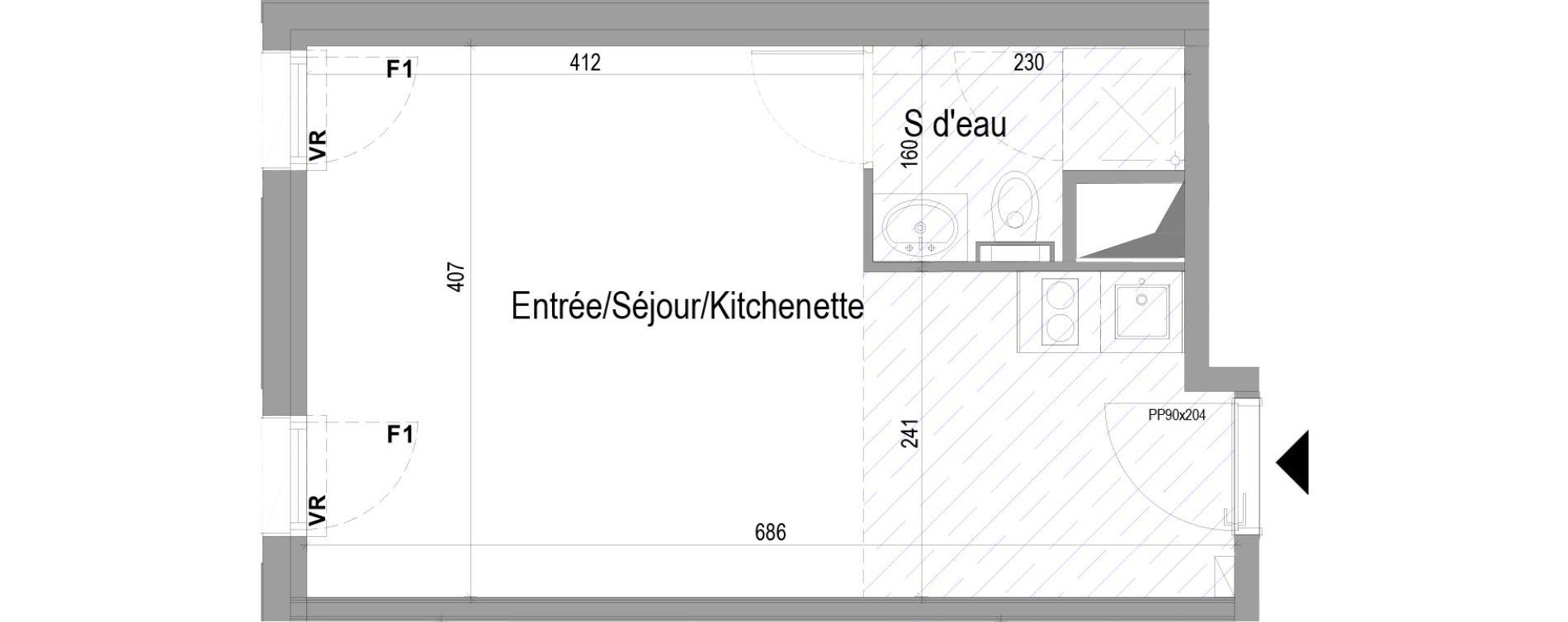 Appartement T1 meubl&eacute; de 25,85 m2 &agrave; Poitiers Saint eloi - breuil mingot