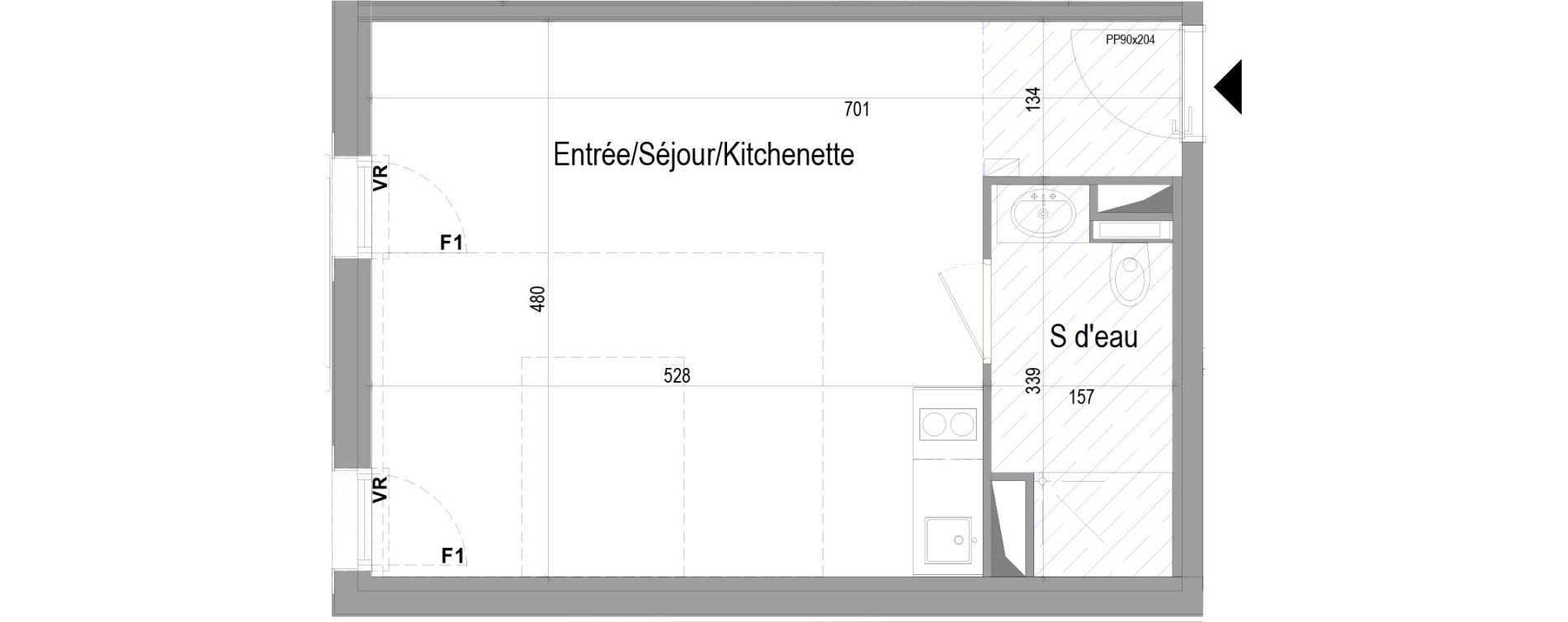 Appartement T1 meubl&eacute; de 32,19 m2 &agrave; Poitiers Saint eloi - breuil mingot