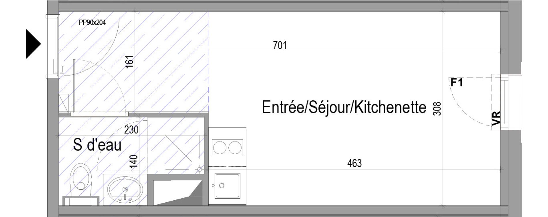 Appartement T1 meubl&eacute; de 20,77 m2 &agrave; Poitiers Saint eloi - breuil mingot