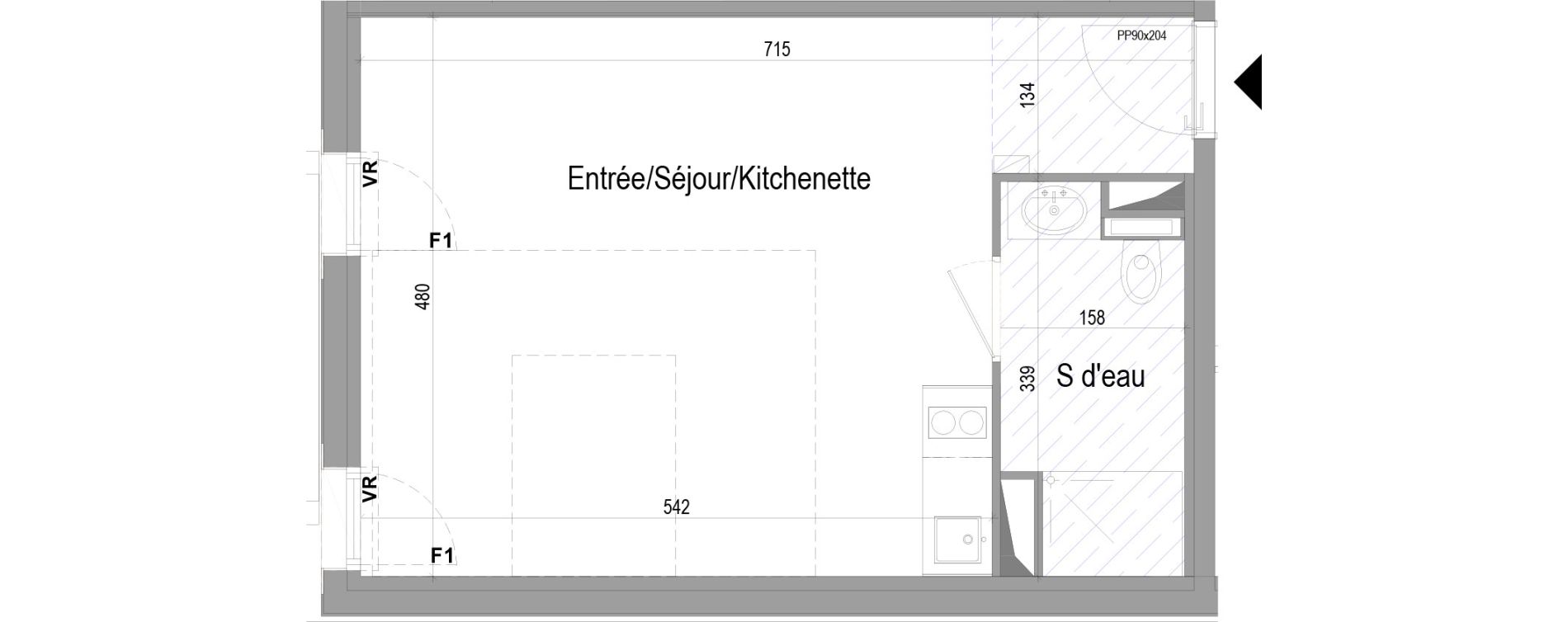 Appartement T1 meubl&eacute; de 32,88 m2 &agrave; Poitiers Saint eloi - breuil mingot