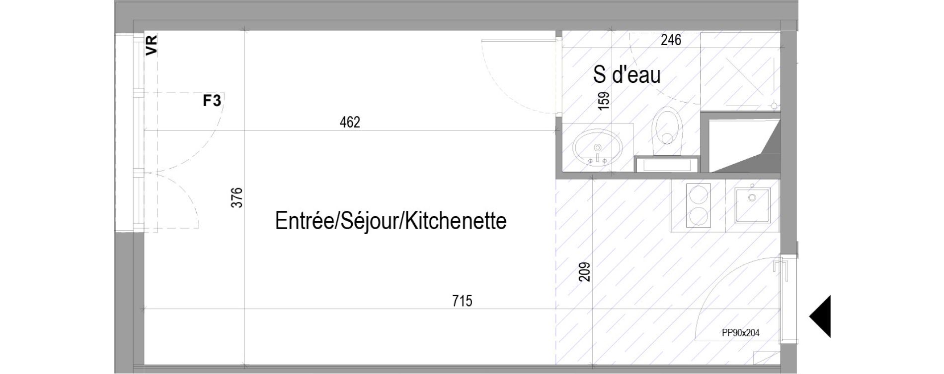 Appartement T1 meubl&eacute; de 25,83 m2 &agrave; Poitiers Saint eloi - breuil mingot