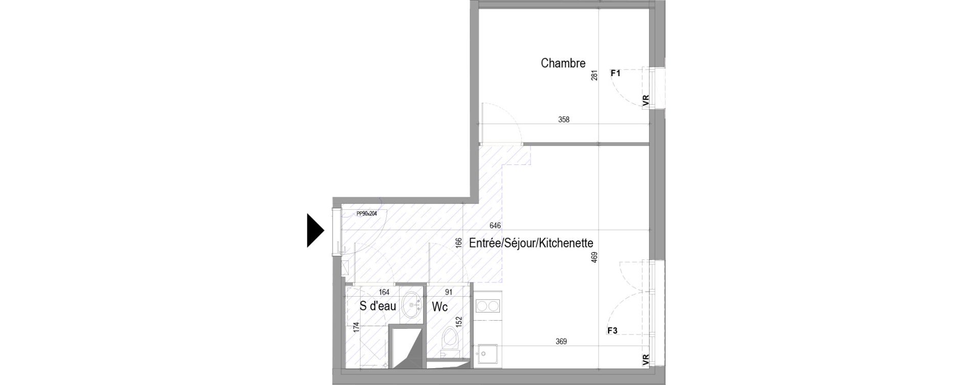 Appartement T2 meubl&eacute; de 35,24 m2 &agrave; Poitiers Saint eloi - breuil mingot