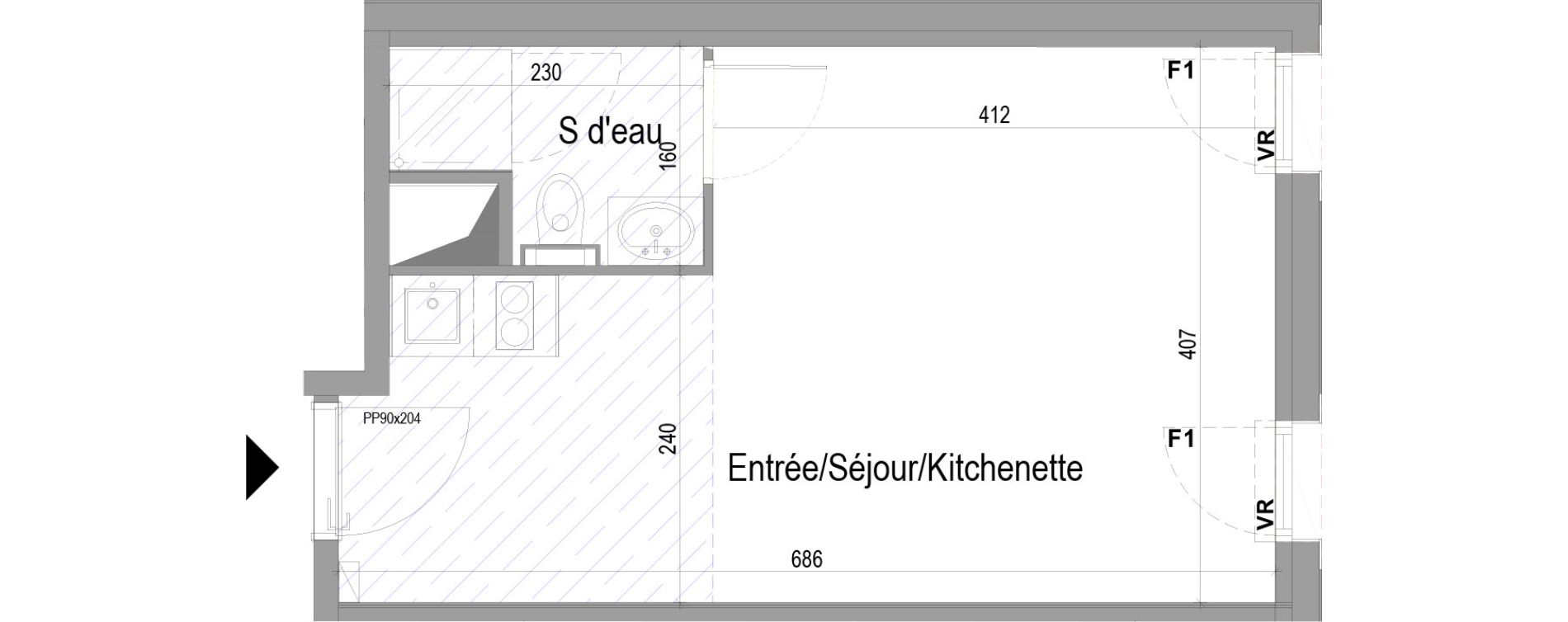 Appartement T1 meubl&eacute; de 25,95 m2 &agrave; Poitiers Saint eloi - breuil mingot