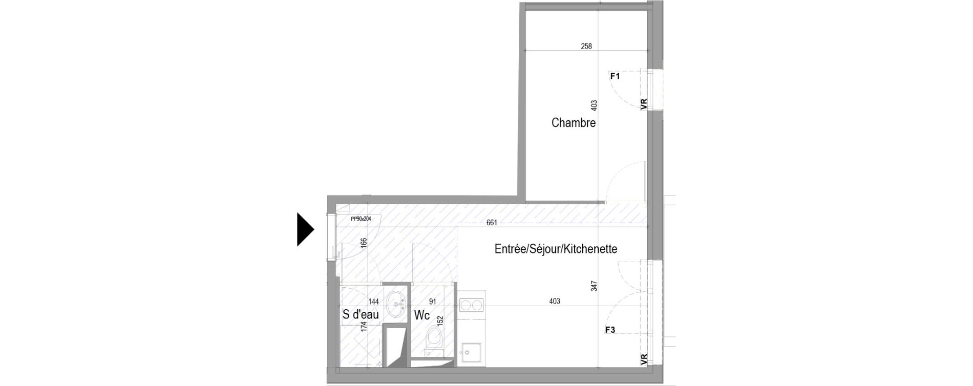 Appartement T2 meubl&eacute; de 32,03 m2 &agrave; Poitiers Saint eloi - breuil mingot