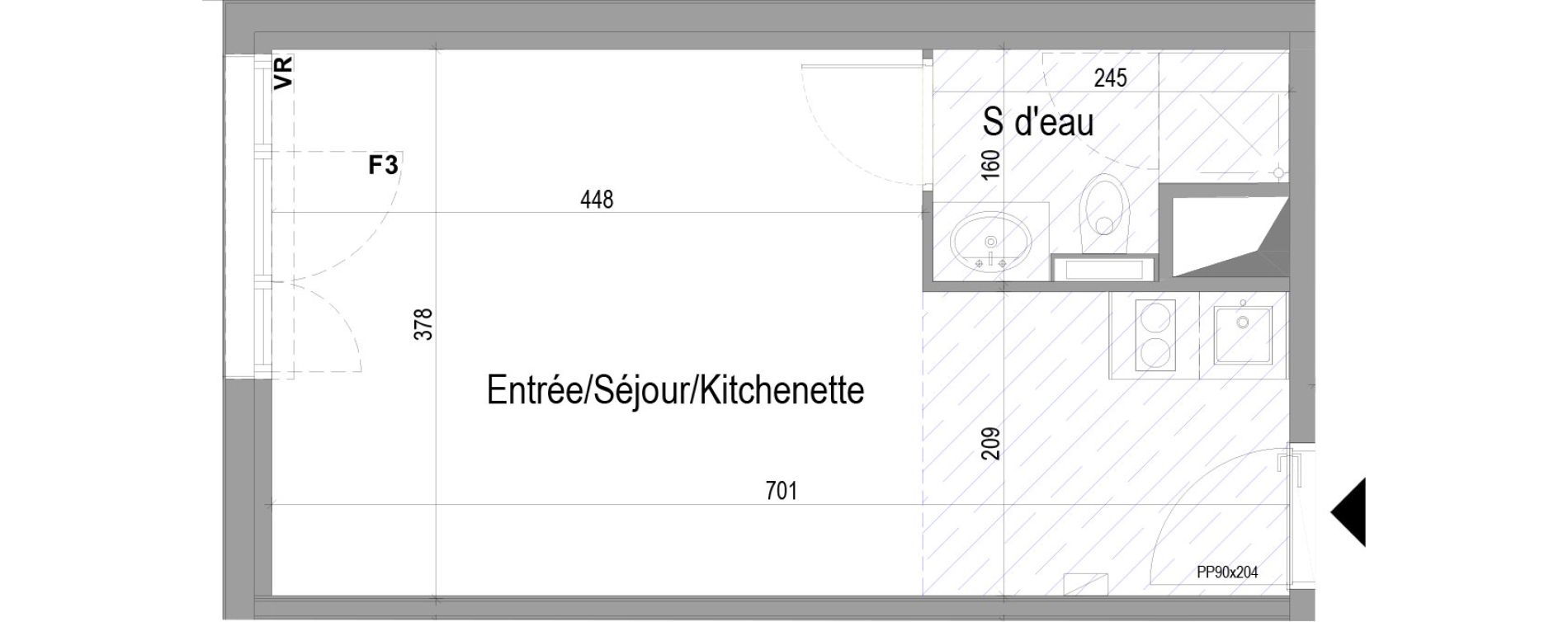 Appartement T1 meubl&eacute; de 25,29 m2 &agrave; Poitiers Saint eloi - breuil mingot