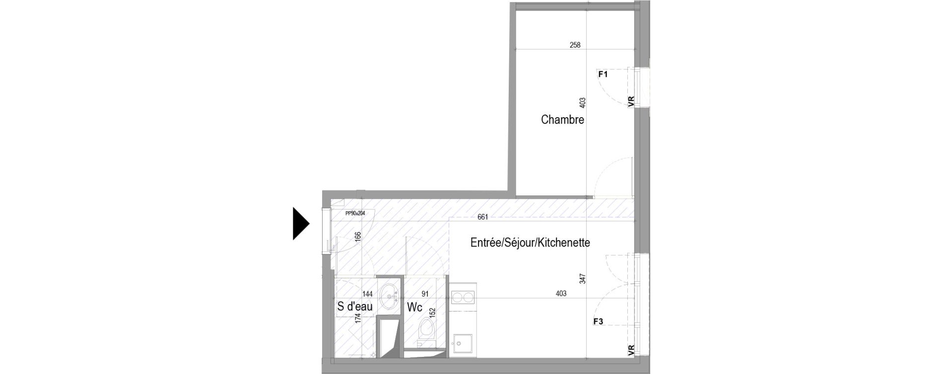 Appartement T2 meubl&eacute; de 32,03 m2 &agrave; Poitiers Saint eloi - breuil mingot