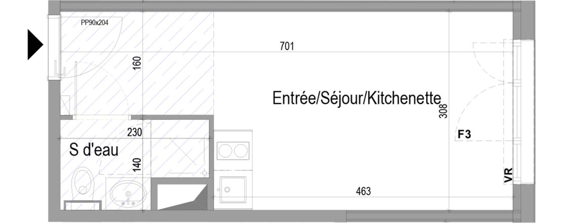 Appartement T1 meubl&eacute; de 20,71 m2 &agrave; Poitiers Saint eloi - breuil mingot