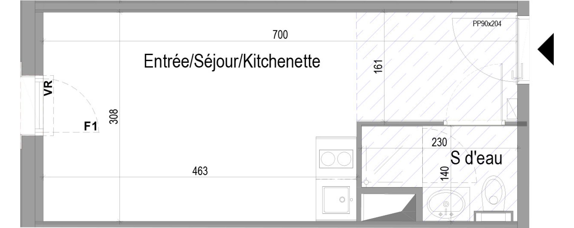 Appartement T1 meubl&eacute; de 20,77 m2 &agrave; Poitiers Saint eloi - breuil mingot