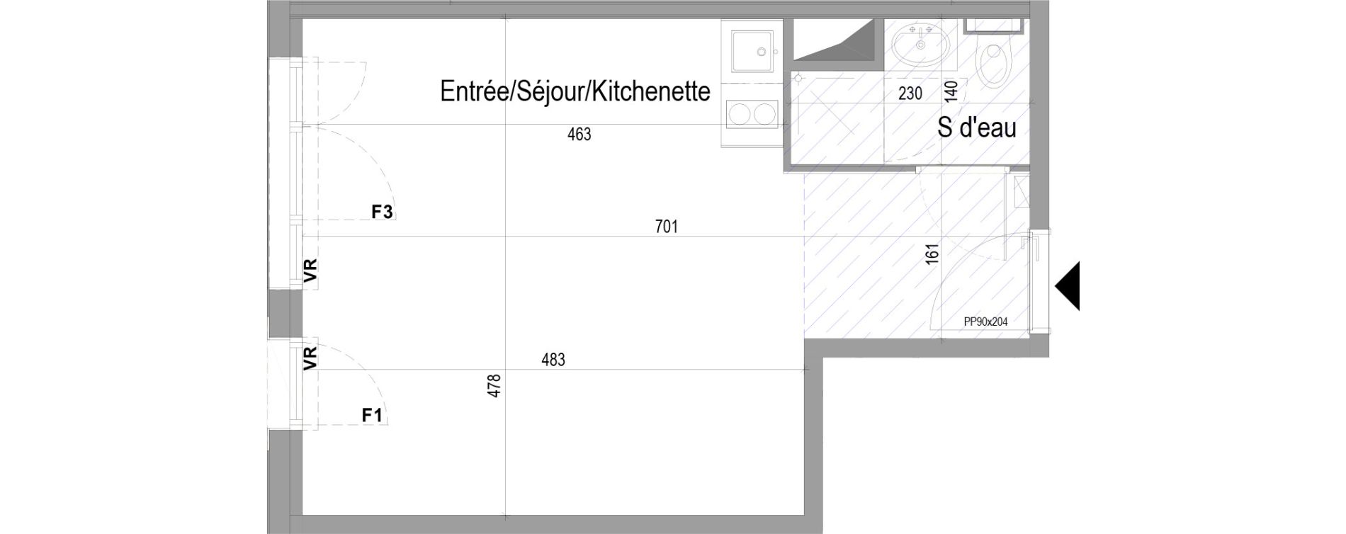 Appartement T1 meubl&eacute; de 28,84 m2 &agrave; Poitiers Saint eloi - breuil mingot