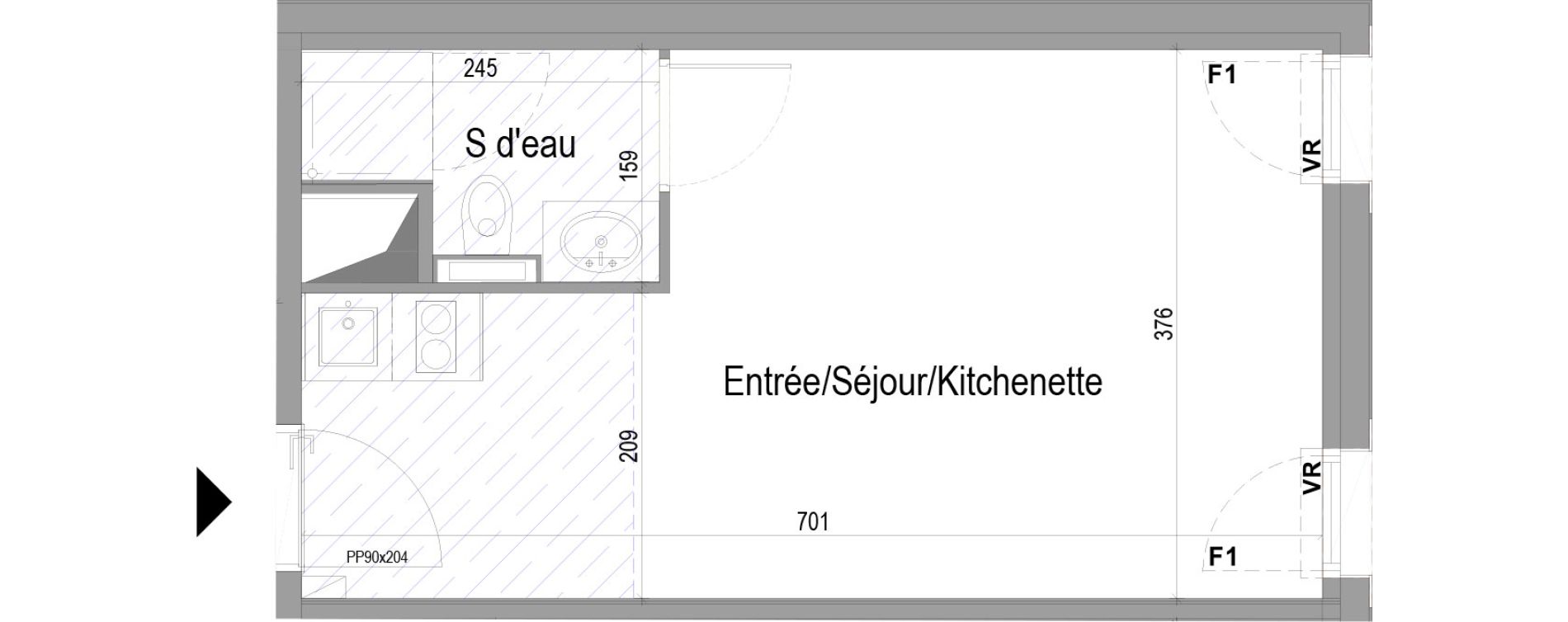 Appartement T1 meubl&eacute; de 25,28 m2 &agrave; Poitiers Saint eloi - breuil mingot