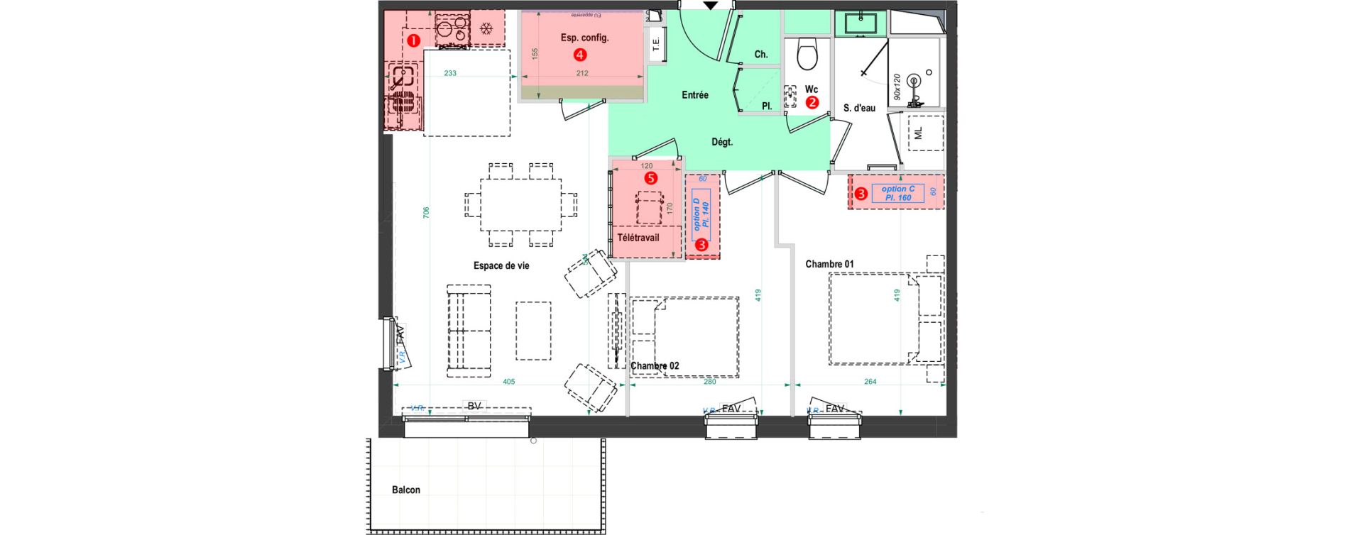 Appartement T3 de 65,17 m2 &agrave; Poitiers Trois cites