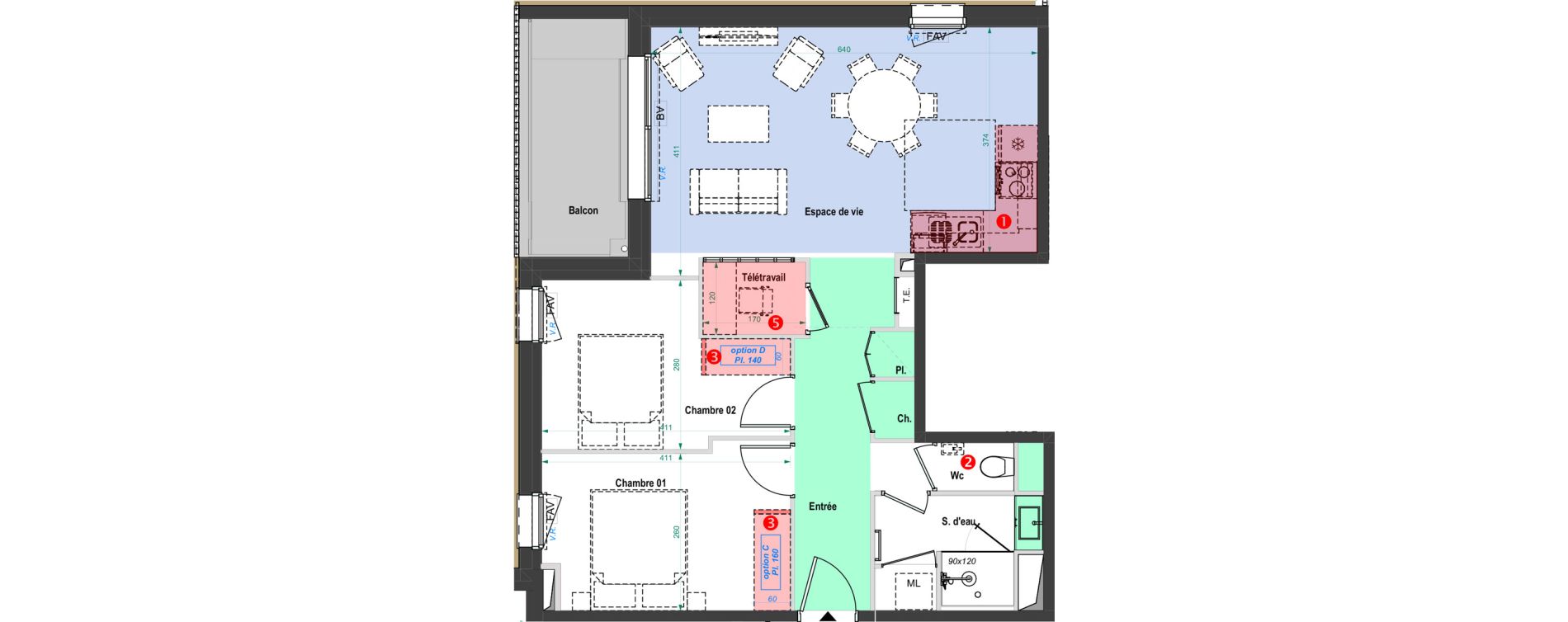 Appartement T3 de 62,58 m2 &agrave; Poitiers Trois cites